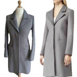 Reiss Wool leather trim lavender gray Elegant Waist Coat Small